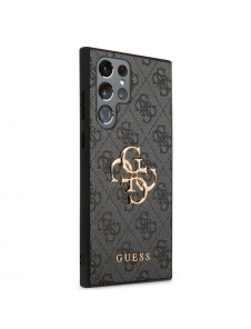 Guess PU 4G metalllogofodral till Samsung Galaxy S23 Ultra Grey