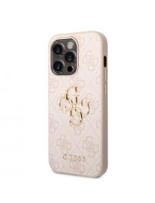 Guess PU 4G metalllogofodral för iPhone 15 Pro Max Rosa