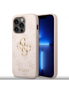 Guess PU 4G metalllogofodral för iPhone 15 Pro Max Rosa