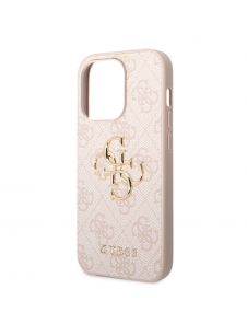 Guess PU 4G metalllogofodral för iPhone 15 Pro Max Rosa