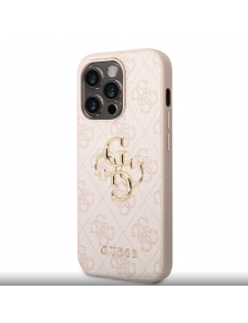 Guess PU 4G metalllogofodral för iPhone 14 Pro Pink