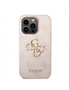 Guess PU 4G metalllogofodral för iPhone 14 Pro Pink