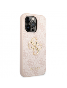 Guess PU 4G metalllogofodral för iPhone 14 Pro Pink