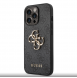 Guess PU 4G metalllogofodral för iPhone 14 Pro Grå