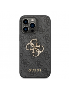 Guess PU 4G metalllogofodral för iPhone 14 Pro Grå
