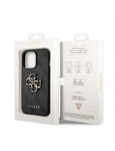Guess PU 4G metalllogofodral för iPhone 14 Pro Grå