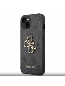 Guess PU 4G metalllogofodral för iPhone 14 Plus Grå