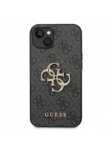 Guess PU 4G metalllogofodral för iPhone 14 Plus Grå