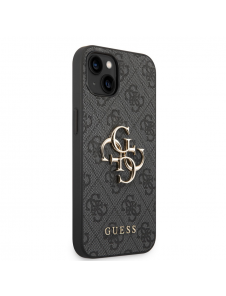Guess PU 4G metalllogofodral för iPhone 14 Plus Grå