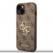 Guess PU 4G metalllogofodral för iPhone 14 Brun