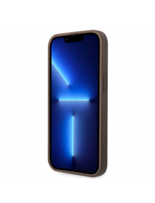 Guess PU 4G metalllogofodral för iPhone 14 Brun