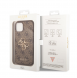 Guess PU 4G metalllogofodral för iPhone 14 Brun