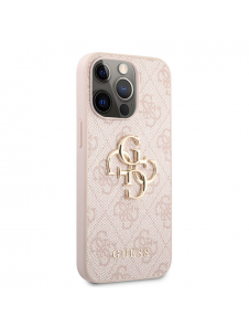 Guess PU 4G metalllogofodral för iPhone 13 Pro Pink