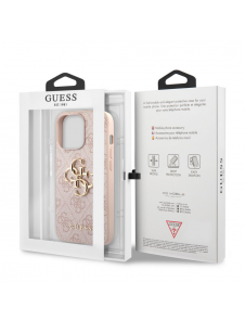 Guess PU 4G metalllogofodral för iPhone 13 Pro Pink