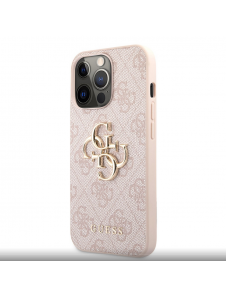 Guess PU 4G metalllogofodral för iPhone 13 Pro Max Rosa