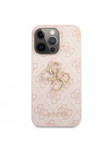 Guess PU 4G metalllogofodral för iPhone 13 Pro Max Rosa