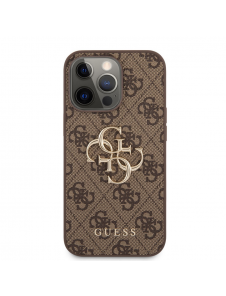 Guess PU 4G metalllogofodral för iPhone 13 Pro Max Brun