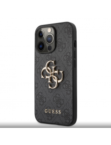 Guess PU 4G metalllogofodral för iPhone 13 Pro Grå