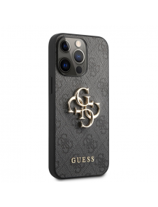 Guess PU 4G metalllogofodral för iPhone 13 Pro Grå