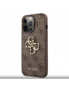 Guess PU 4G metalllogofodral för iPhone 13 Pro Brown