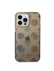 Guess PC/TPU Peony Glitter Fodral för iPhone 14 Pro Max Svart