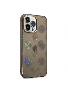 Guess PC/TPU Peony Glitter Fodral för iPhone 14 Pro Max Svart