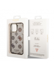 Guess PC/TPU Peony Glitter Fodral för iPhone 14 Pro Max Svart