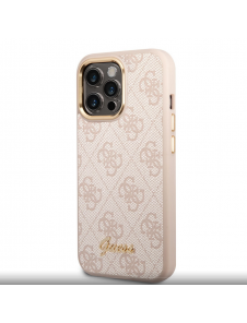 Guess PC/TPU 4G Metal Camera Outline Case för iPhone 14 Pro Pink