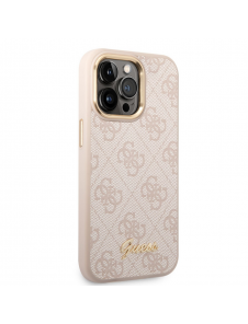 Guess PC/TPU 4G Metal Camera Outline Case för iPhone 14 Pro Pink