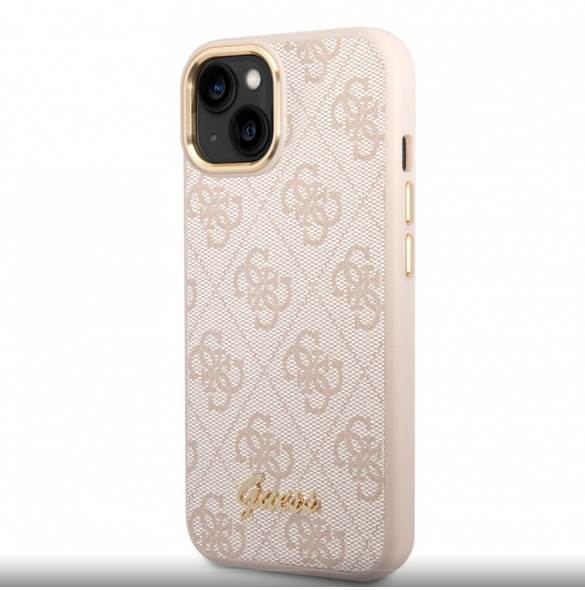 Guess PC/TPU 4G Metal Camera Outline Case för iPhone 14 Rosa
