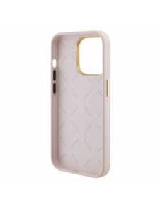 Guess Liquid Silicone 4G Strass Metal Logotypfodral till iPhone 15 Pro Pink