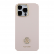 Guess Liquid Silicone 4G Strass Metal Logo Fodral för iPhone 15 Pro Max Rosa