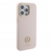 Guess Liquid Silicone 4G Strass Metal Logo Fodral för iPhone 15 Pro Max Rosa