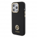 Guess Liquid Silicone 4G Strass Metal Logotypfodral för iPhone 15 Pro Max Svart