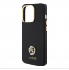 Guess Liquid Silicone 4G Strass Metal Logo Fodral för iPhone 15 Pro Svart