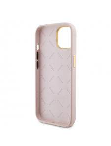 Guess Liquid Silicone 4G Strass Metal Logotypfodral till iPhone 15 Rosa