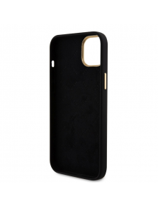 Guess Liquid Silicone 4G Strass Metal Logotypfodral till iPhone 15 Svart