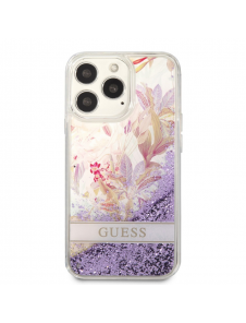 Guess Liquid Glitter Flower Fodral till iPhone 13 Pro Purple