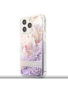 Guess Liquid Glitter Flower Fodral till iPhone 13 Pro Purple