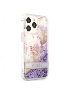 Guess Liquid Glitter Flower Fodral till iPhone 13 Pro Purple