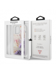 Guess Liquid Glitter Flower Fodral till iPhone 13 Pro Purple