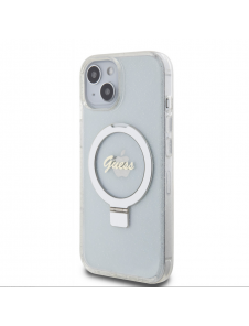 Guess IML Ring Stand Glitter MagSafe Fodral för iPhone 15 Transparent