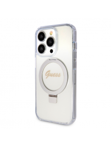 Guess IML Ring Stand Glitter MagSafe Fodral för iPhone 15 Pro Transparent