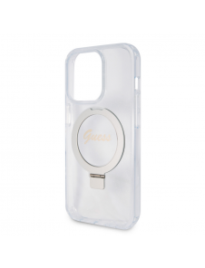 Guess IML Ring Stand Glitter MagSafe Fodral för iPhone 15 Pro Transparent