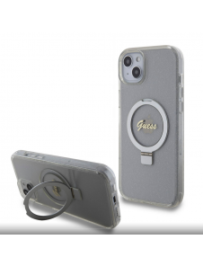 Guess IML Ring Stand Glitter MagSafe Fodral för iPhone 15 Plus Transparent