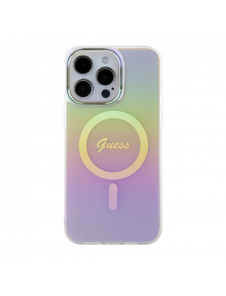 Guess IML Iridescent Script MagSafe Fodral för iPhone 15 Pro Max Rosa
