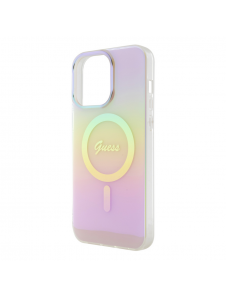 Guess IML Iridescent Script MagSafe Fodral för iPhone 15 Pro Max Rosa