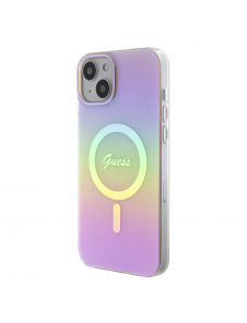 Guess IML Iridescent Script MagSafe Fodral för iPhone 15 Rosa