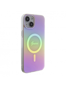 Guess IML Iridescent Script MagSafe Fodral för iPhone 15 Rosa