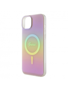 Guess IML Iridescent Script MagSafe Fodral för iPhone 15 Rosa